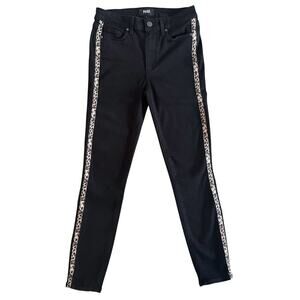 Paige Jeans Women's Size 27 Black Hoxton Ankle Animal print Skinny 1096